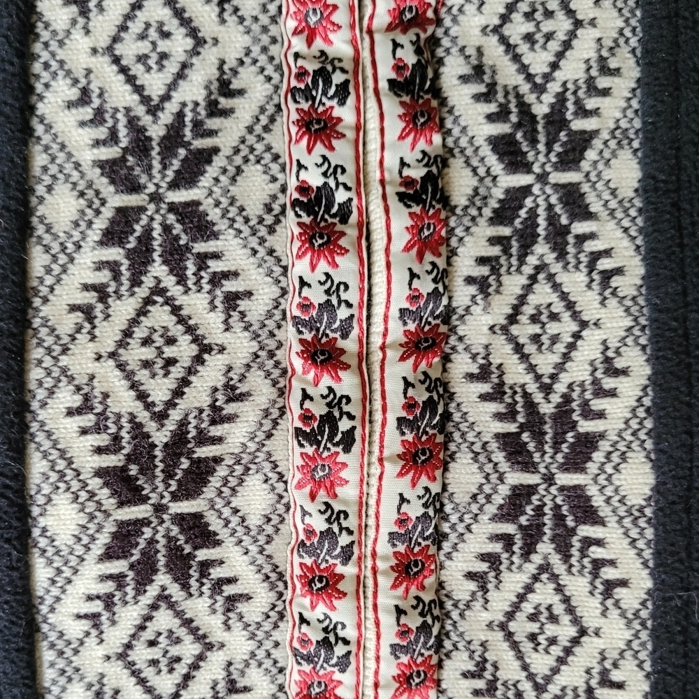 L.L. Bean Black Jacket with Patterned Trim - Picture 15 of 16